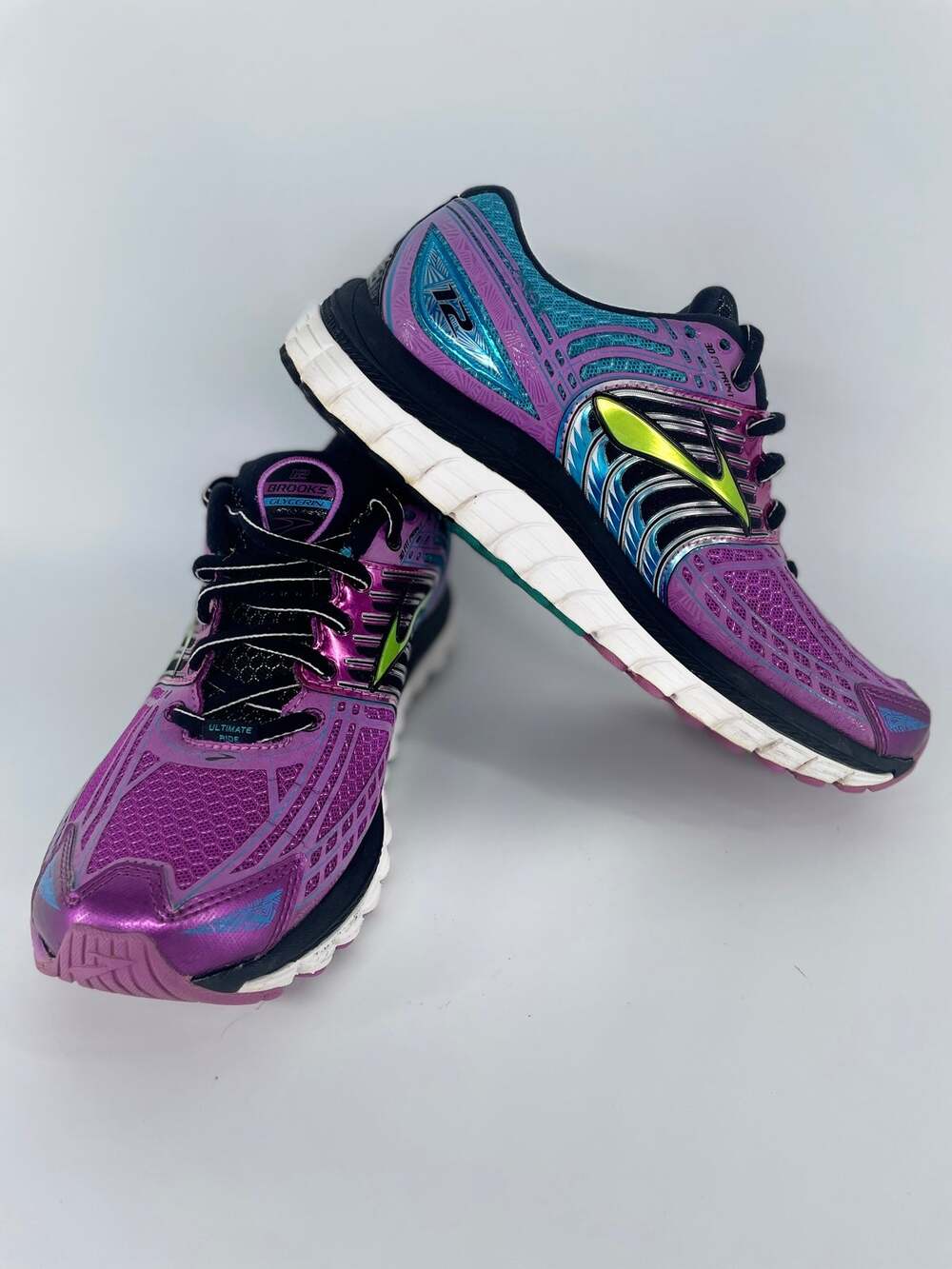 Brooks Glycerin 12 Women’s 7.5 Purple Blue 3D Fit Print Walk Jog Run Athletic